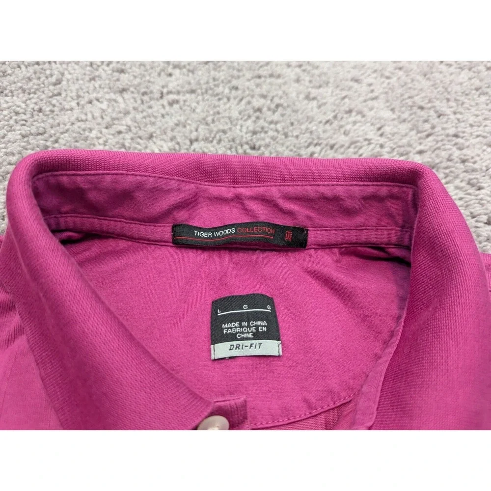 Tiger Woods‎ Collection Polo Shirt Mens Large Dri-Fit Pink Short Sleeve Casual